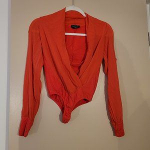 Bebe Women's Orange Long Sleeve Bodysuit